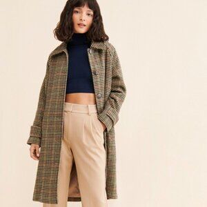 Sunocoo Paris Evan Plaid Overcoat, NWOT, Size T0 or XS